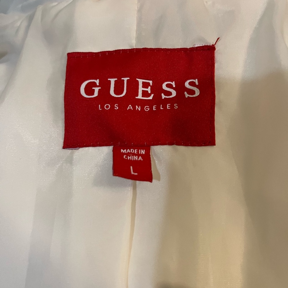 Guess Women's Cream Faux Leather Jacket Sz Large - Picture 9 of 10
